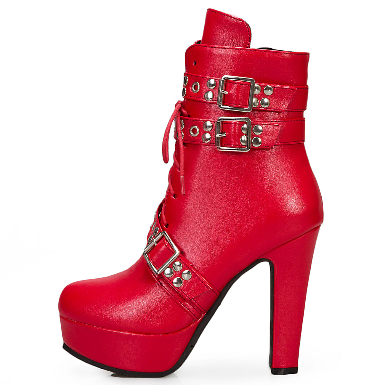 Red Yellow White Women Ankle Boots Platform Lace Up High Heel Short