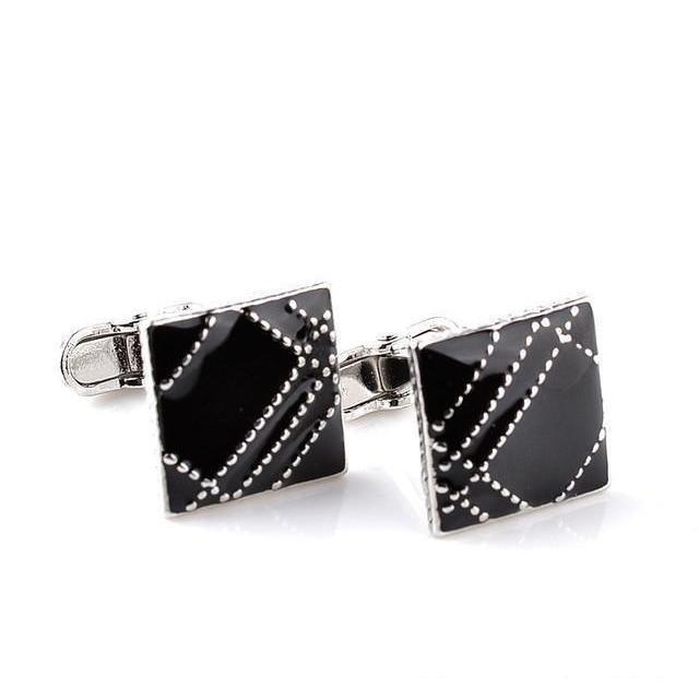 Retro Square Black and Silver Cufflinks