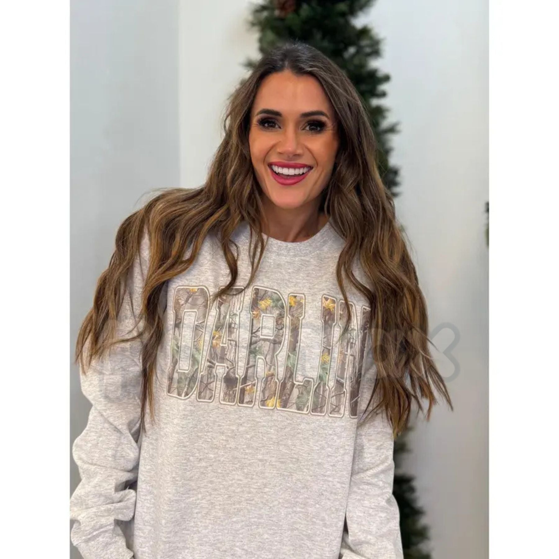 Retro Camo Western Darlin Sweatshirt | Country Distressed Cowboy Quote Shirt | Vintage Camouflage Western Jumper | Nashville Bachelorette Pullover | Oversized Western Graphic Crewneck