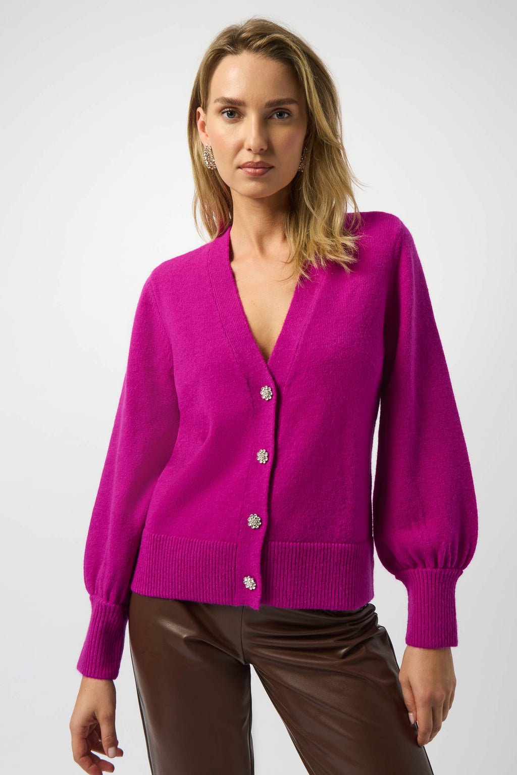 Rhinestone Button Sweater - 253906