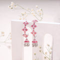 Pink Rosette Hoop Jhumka Earrings