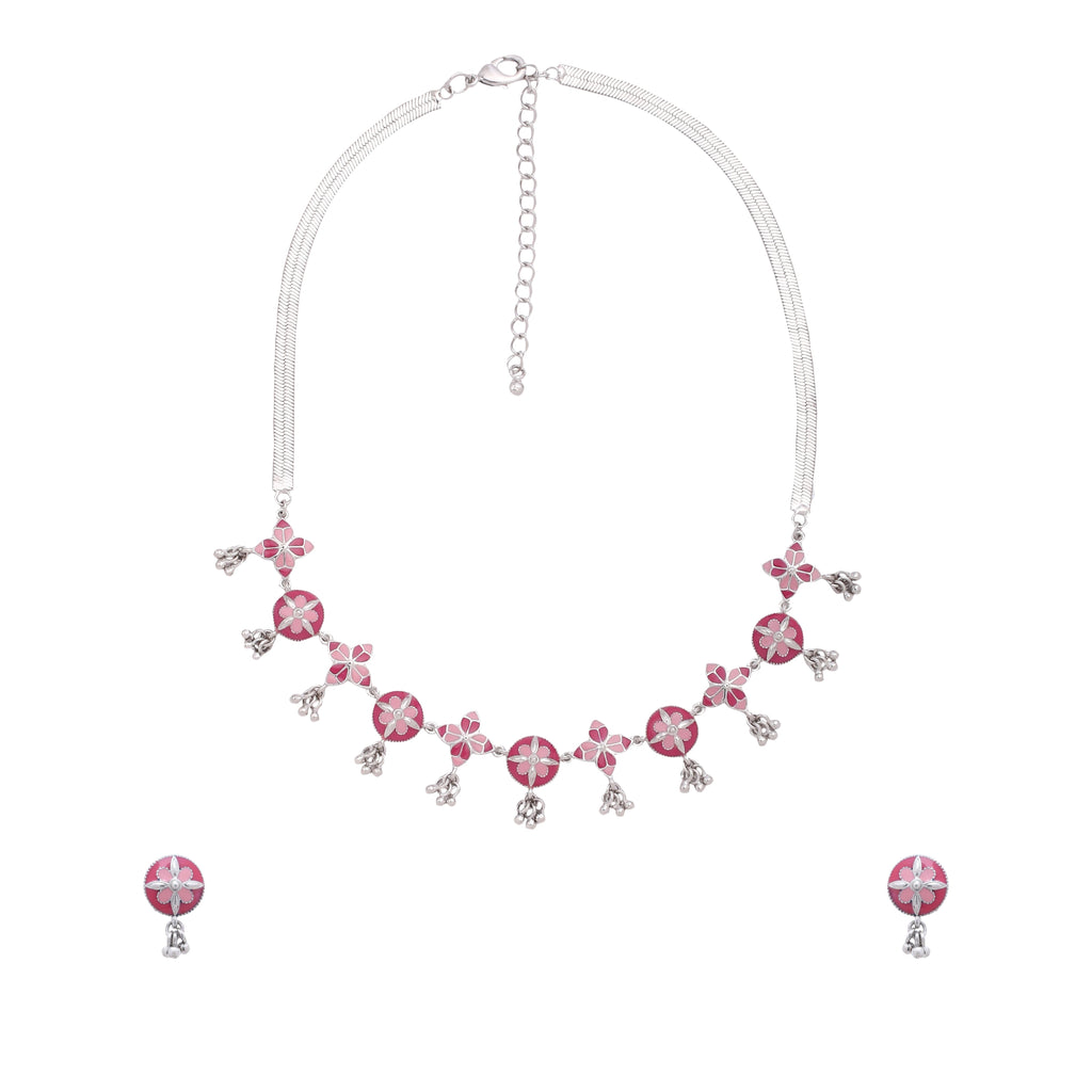 Pink Radiance Necklace and Earrings Set