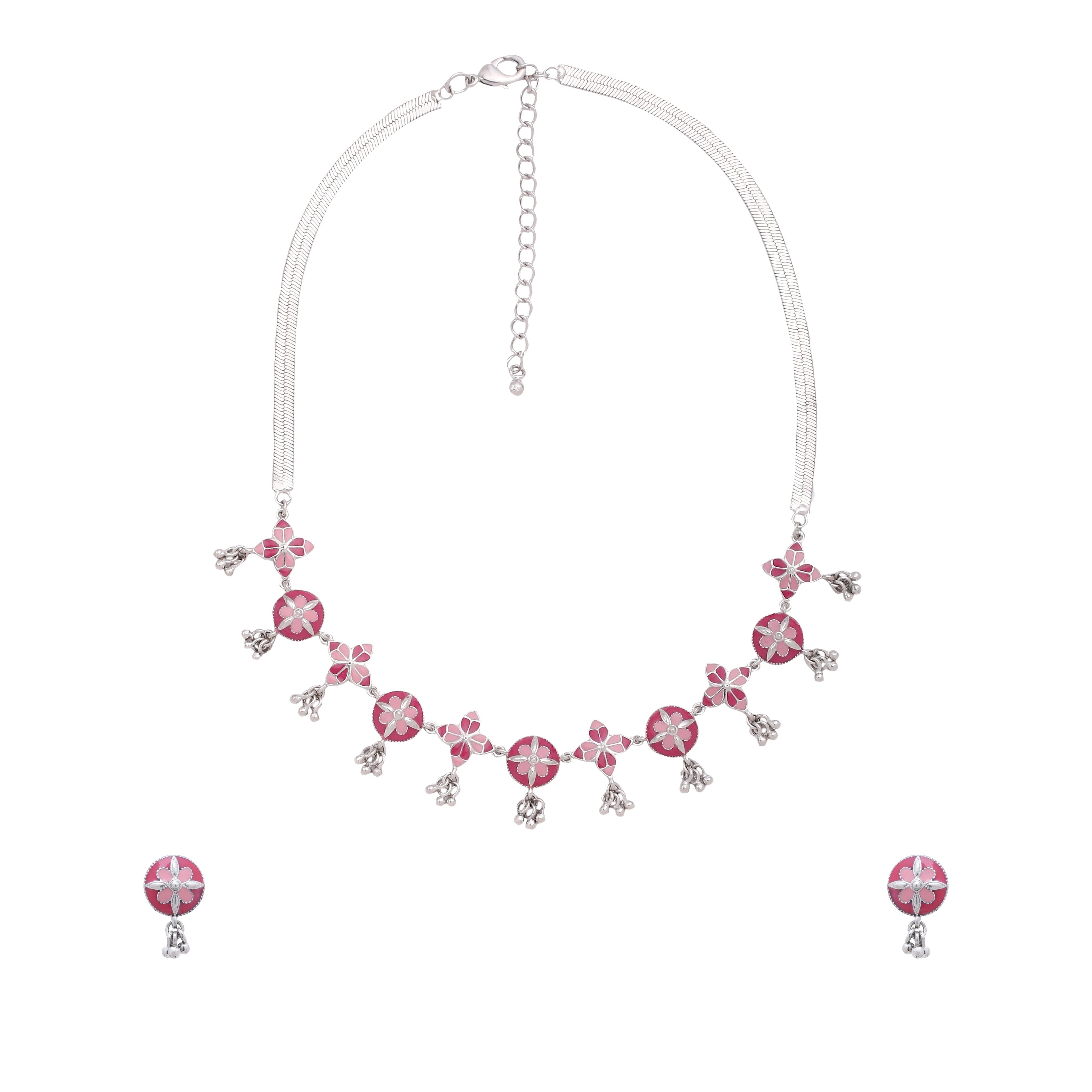 Pink Radiance Necklace and Earrings Set