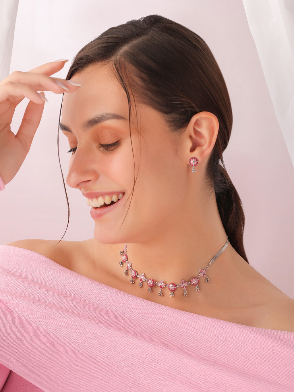 Pink Radiance Necklace and Earrings Set