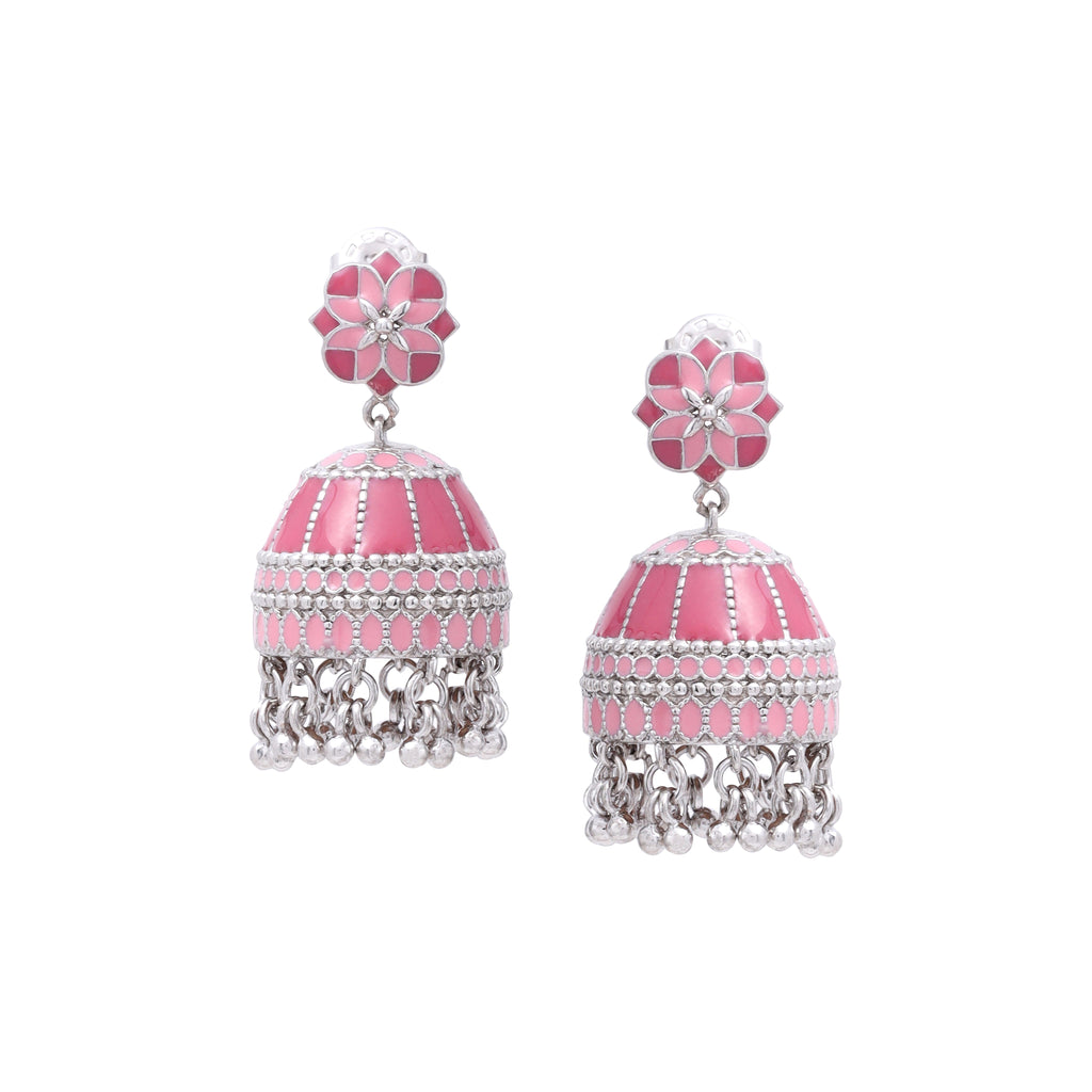 Coral Charm Tower Jhumka Earrings