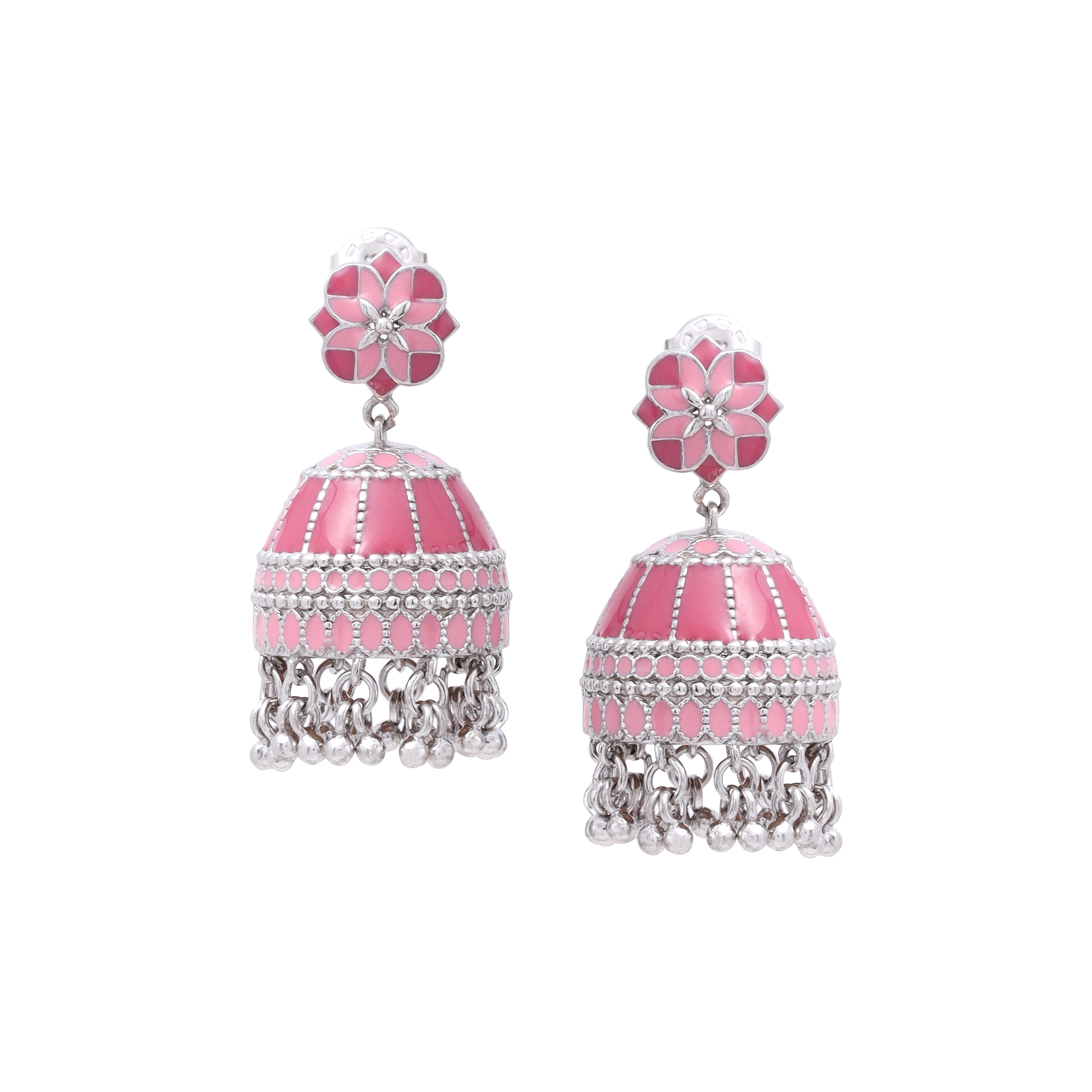 Coral Charm Tower Jhumka Earrings
