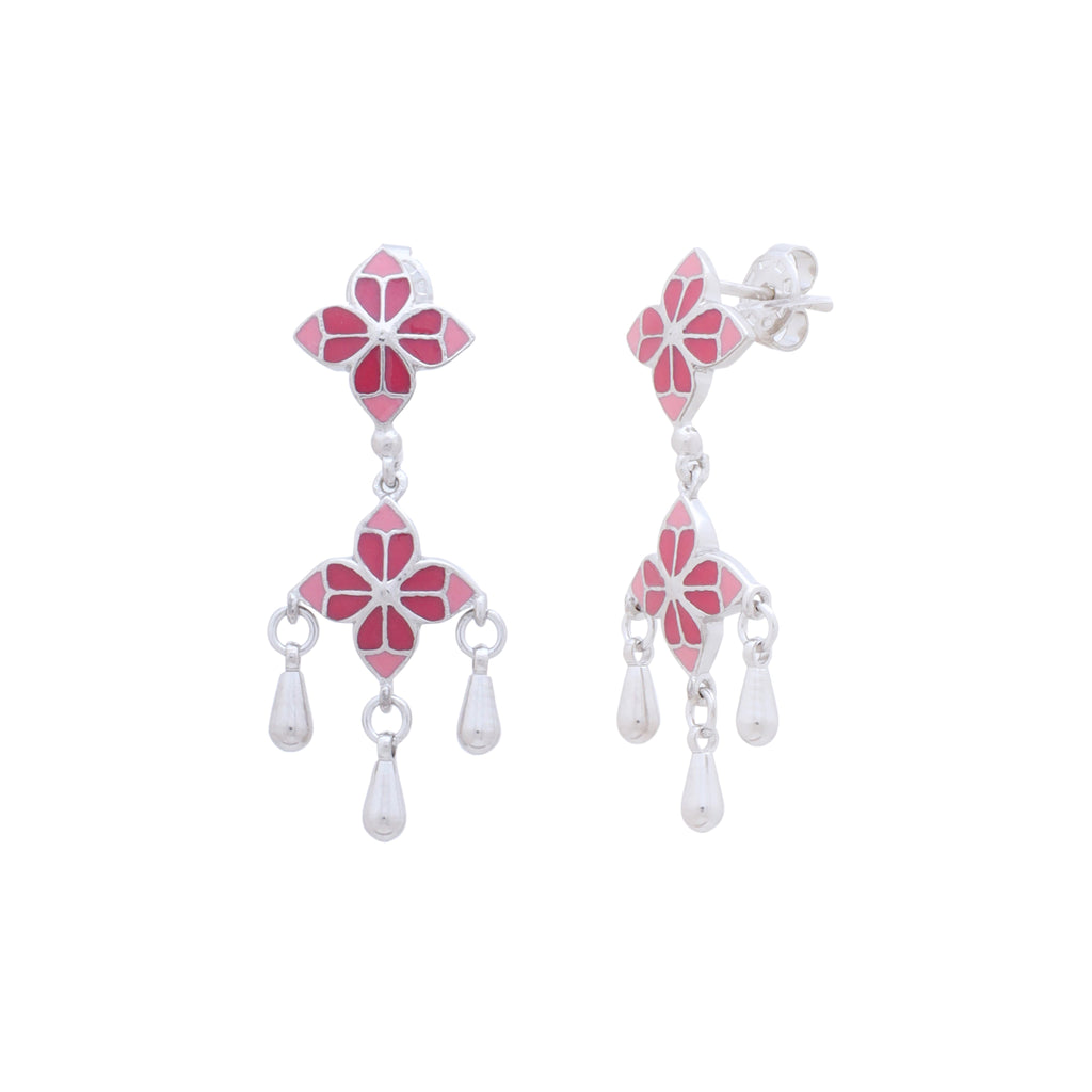 Blush Rosette Drop Earrings