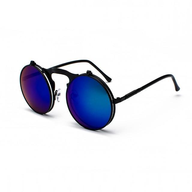 Round Flip-Up Retro Sunglasses Collection - 14 Colors