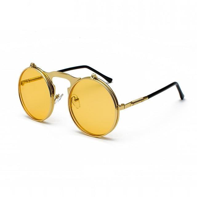 Round Flip-Up Retro Sunglasses Collection - 14 Colors