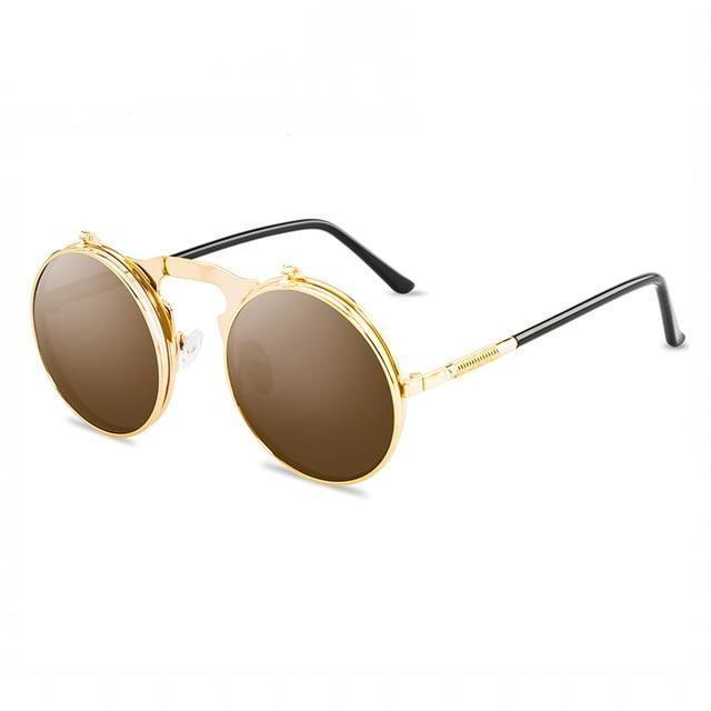 Round Flip-Up Retro Sunglasses Collection - 14 Colors