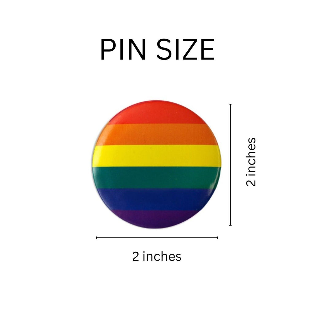 Round Rainbow Striped Button Pins