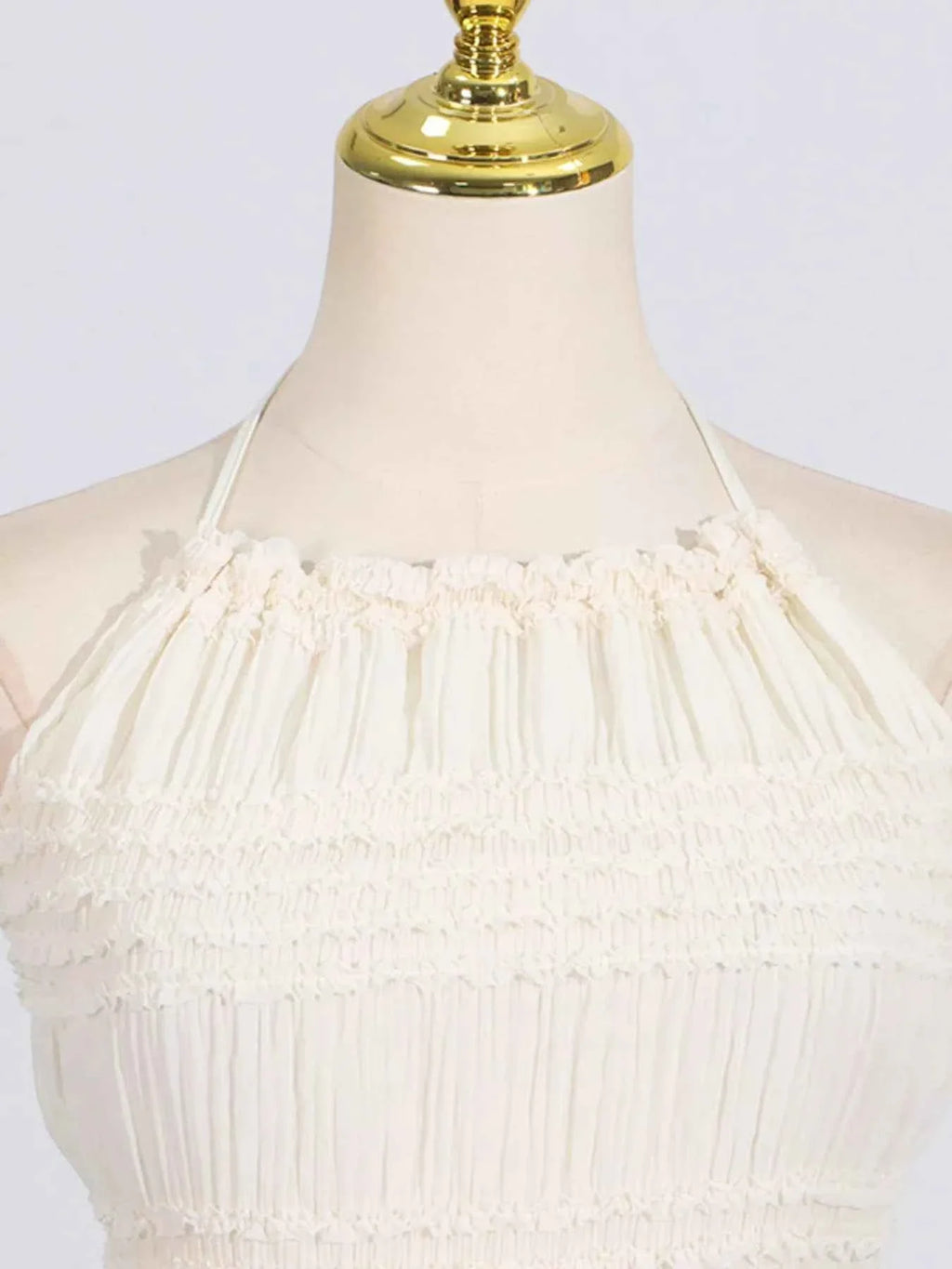 Ruched Halter Neck Smocked Maxi Dress
