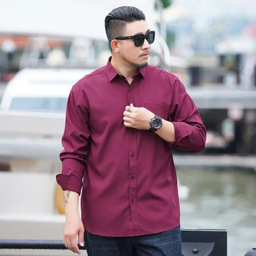 Plus Size 12XL 10XL Men's Shirts Long Sleeves Work Formal Shirt