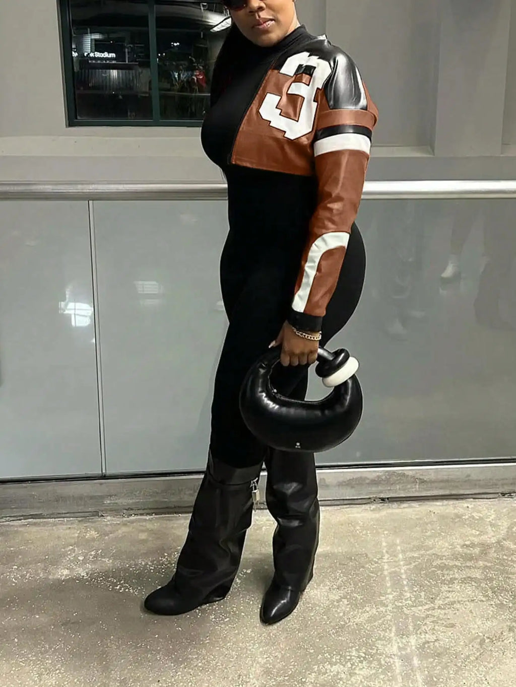 Faux Leather Bomber Jacket - Motorcycle Style