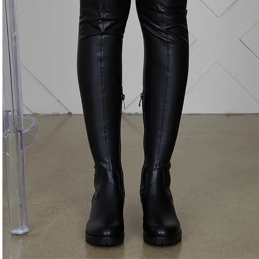 2024 Winter Over the Knee Women Boots European Platform Zipper Ladies