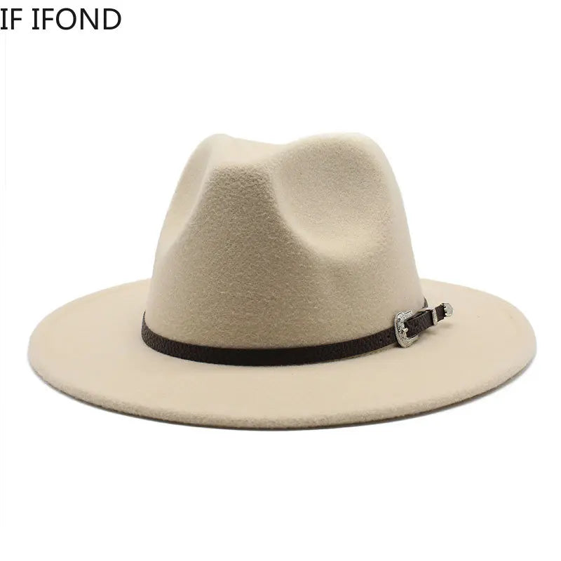 British Style Felt Jazz Fedora Hat 59-61CM Size Panama Trilby Hats For