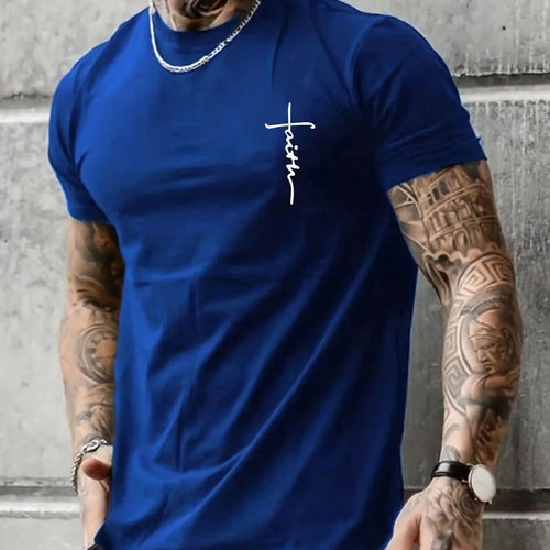 Summer men's 100% pure cotton casual loose fit plus size cross faith