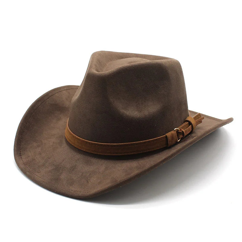New Wome Men Black Suede Chapeu Western Cowboy Hat Gentleman Jazz