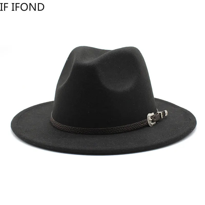 British Style Felt Jazz Fedora Hat 59-61CM Size Panama Trilby Hats For