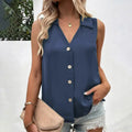 V-Neck Button Front Tank Top