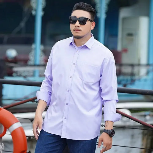 Plus Size 12XL 10XL Men's Shirts Long Sleeves Work Formal Shirt