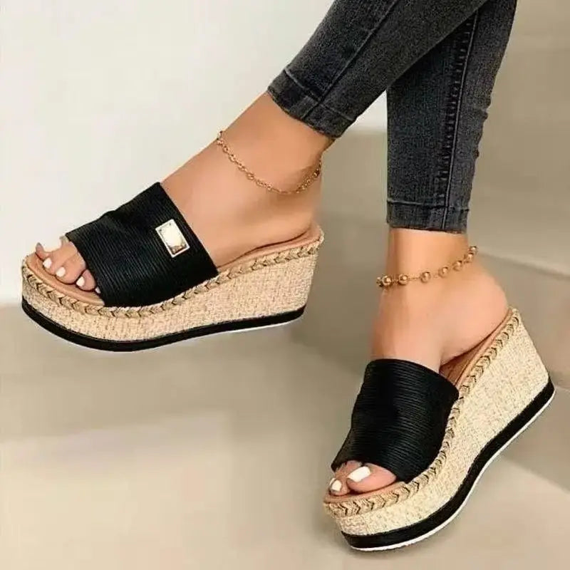 Womens High Heel Sandals Ladies Thick Bottom Casual Slippers Summer