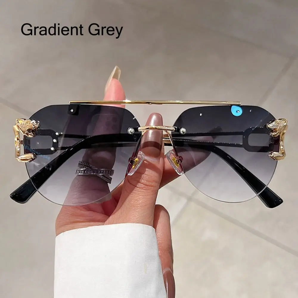 Cheetah Sun Glasses Shades Double Bridge Gradient UV400 Eyewear