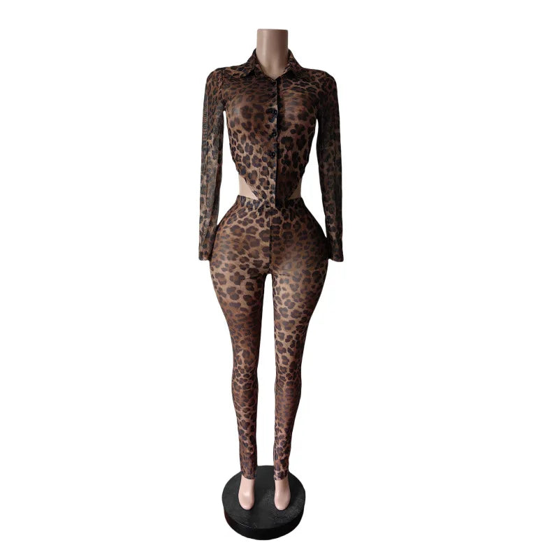 Leopard Print Mesh Bandage Set