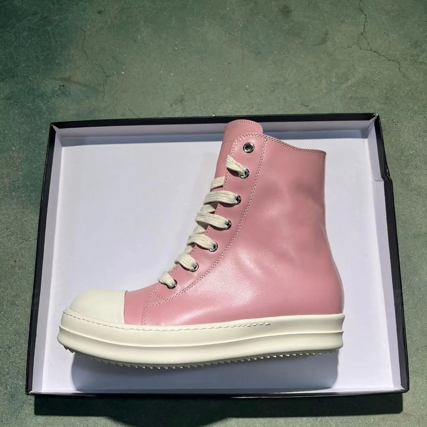 High Top Luxury Leather Lace Up Zip Sneaker