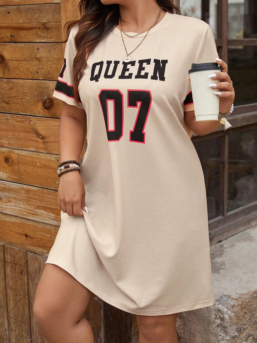 Plus Size Women's Summer Music Festival Pattern Sporty Casual Letter