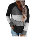 Plus Size Patchwork Hooded Sweater - Knit Pullover