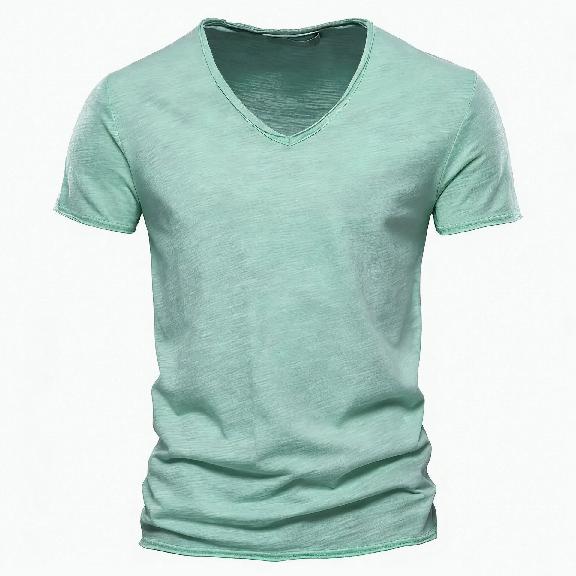 S-5XL 100% Cotton Men's T-Shirts Fashion Design V-neck Casual Slim Fit