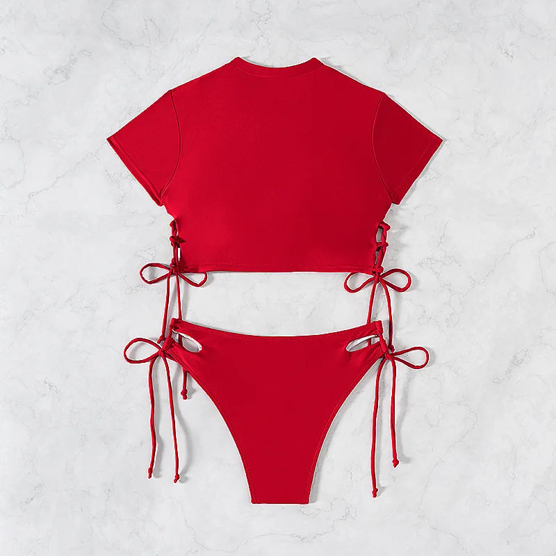 Short-Sleeve Bikini Set - Two-Piece Swimsuit