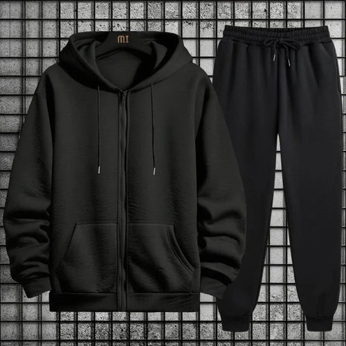 Plus Size Men's Tracksuit Hooded Sweatshirts Sports Sweatpants Zipper