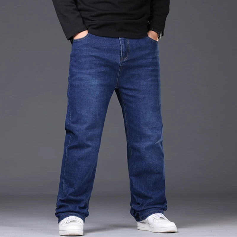 Plus Size Men's Jeans 42-50 High Stretch Denim Fabric Large Size Pants