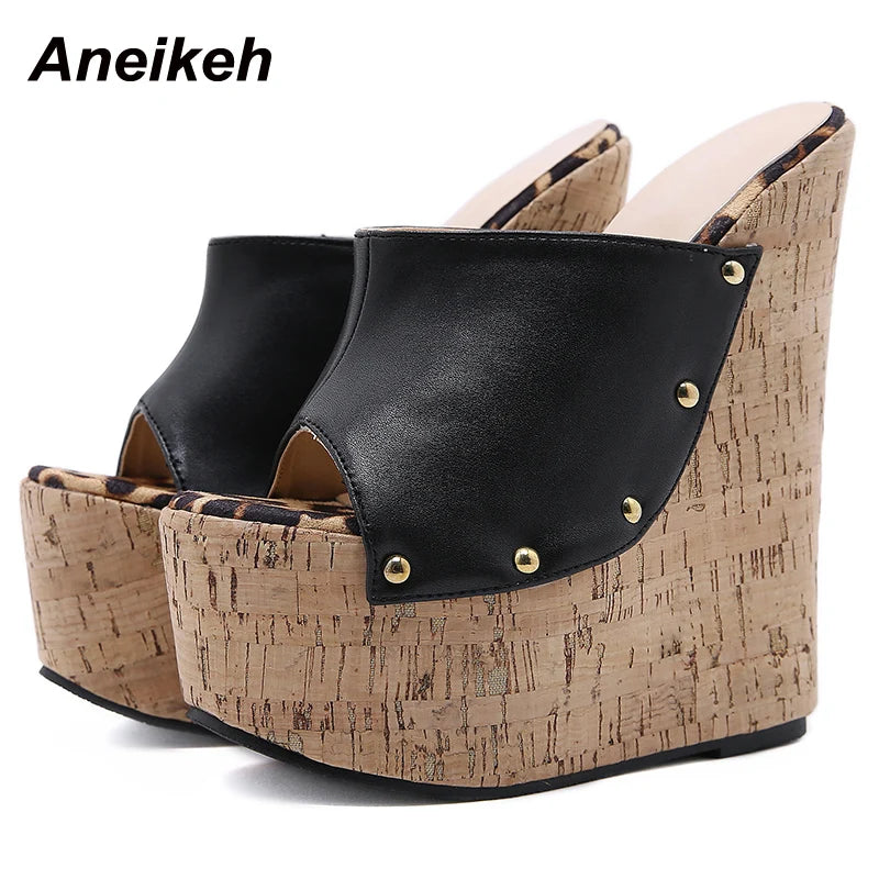 Aneikeh 2025 Summer Fashion Open Toe Sandals Platform Super High Heels