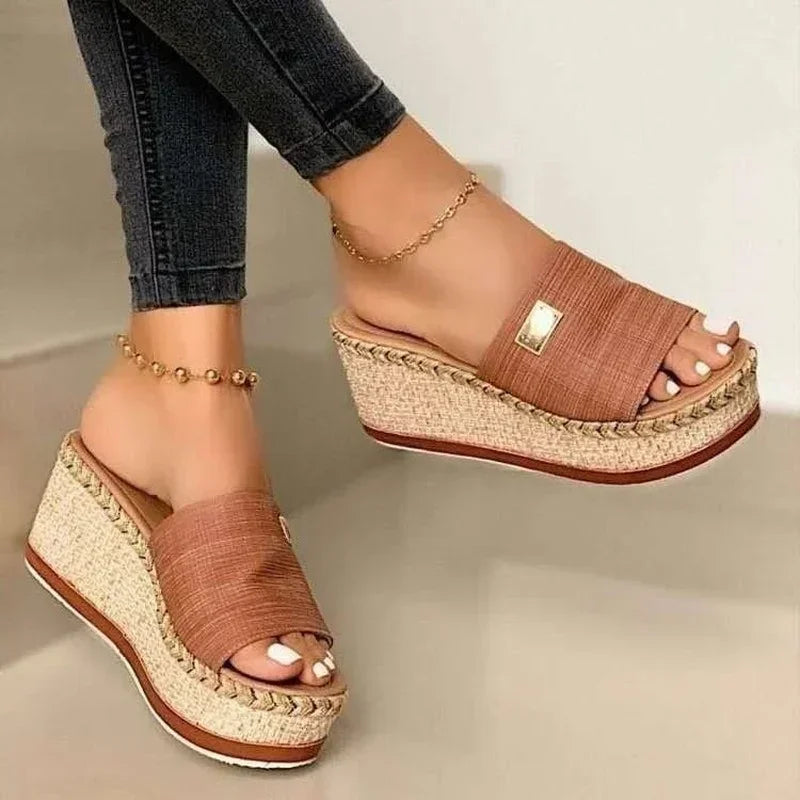 Womens High Heel Sandals Ladies Thick Bottom Casual Slippers Summer