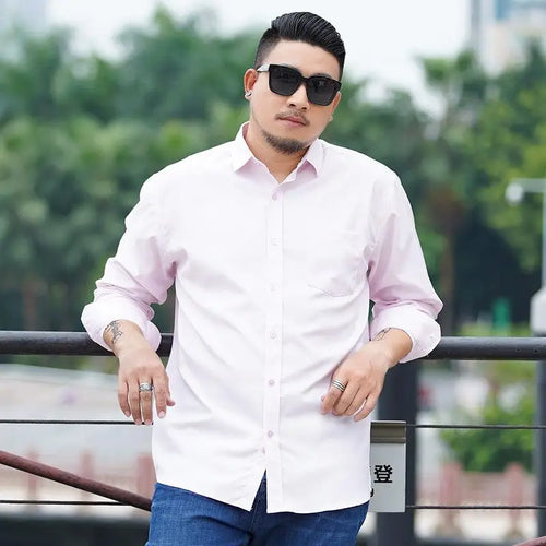 Plus Size 12XL 10XL Men's Shirts Long Sleeves Work Formal Shirt
