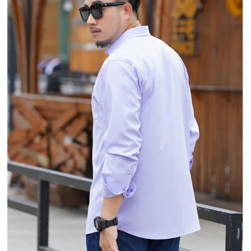 Plus Size 12XL 10XL Men's Shirts Long Sleeves Work Formal Shirt
