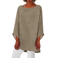 Vintage Cotton Linen Blouse - Casual Long Sleeve Shirt