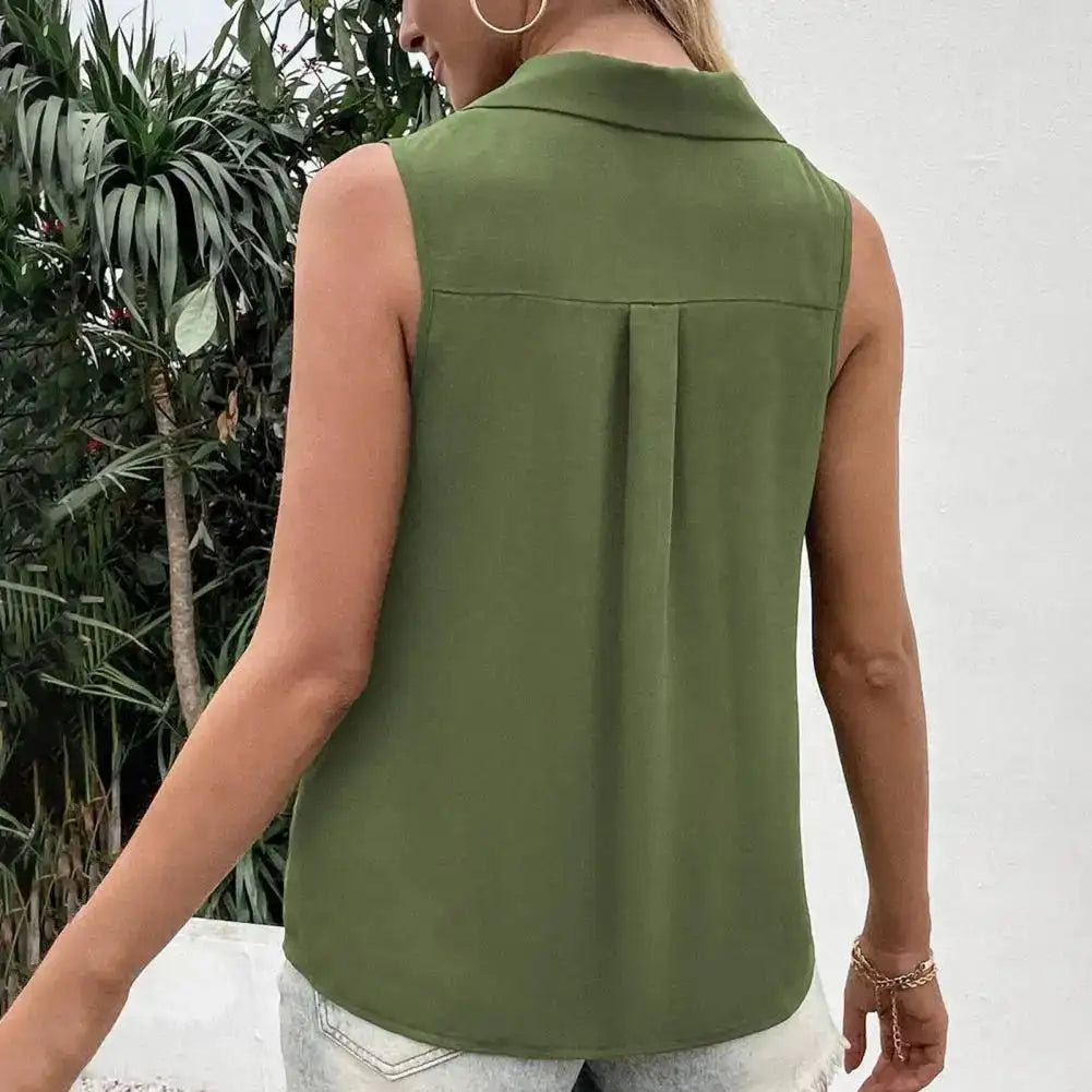 V-Neck Button Front Tank Top