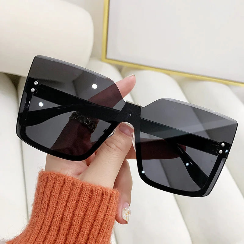 European & American Style Half-frame Metal Anti-UV Slip Sunglasses
