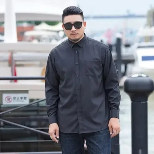 Plus Size 12XL 10XL Men's Shirts Long Sleeves Work Formal Shirt