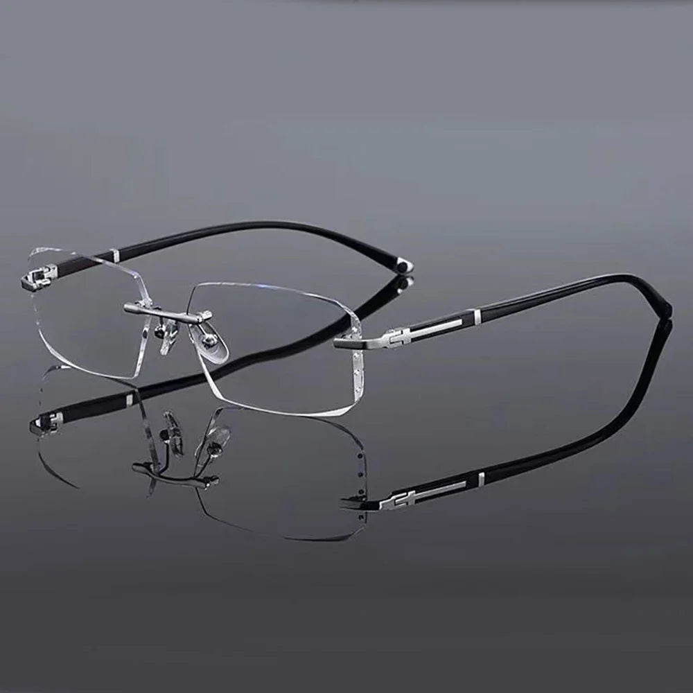 Frameless HD Anti Blue Anti Fatigue Presbyopia Men's Reading Clear Glasses +1.0~+4.0