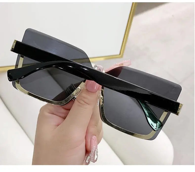 European & American Style Half-frame Metal Anti-UV Slip Sunglasses