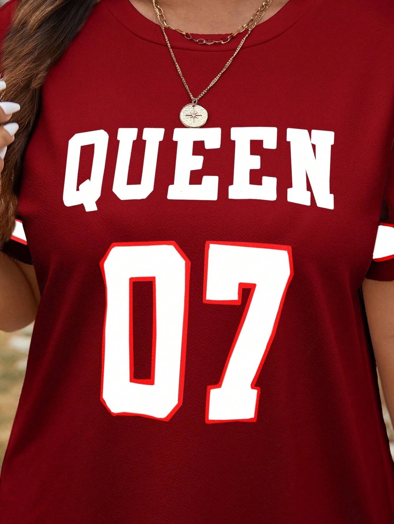 Plus Size Women's Summer Music Festival Pattern Sporty Casual Letter