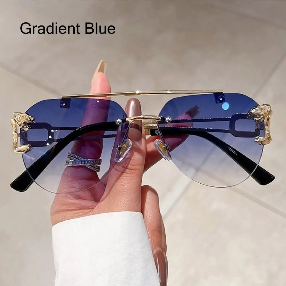 Cheetah Sun Glasses Shades Double Bridge Gradient UV400 Eyewear
