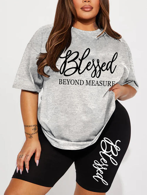 Plus size sets for women Summer 2 pieces Blessed printed offers and