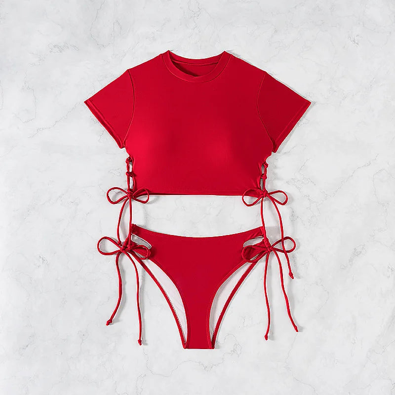 Short-Sleeve Bikini Set - Two-Piece Swimsuit