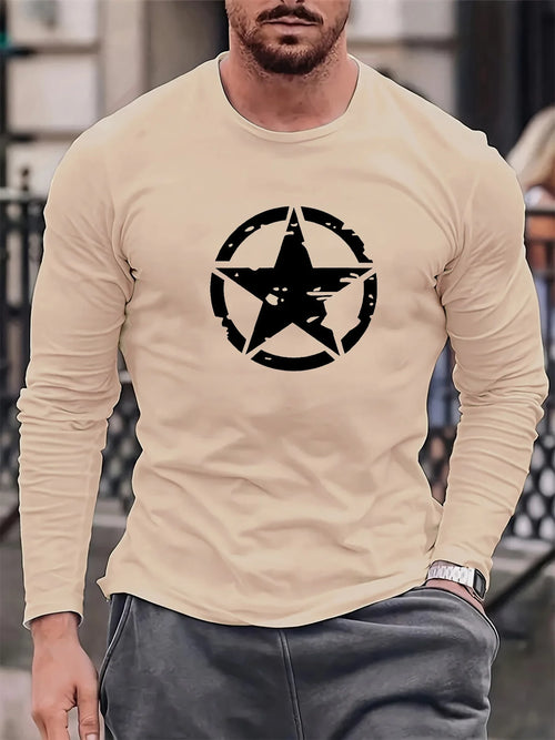 Men's 100% pure cotton loose fit plus size casual sports pentagram